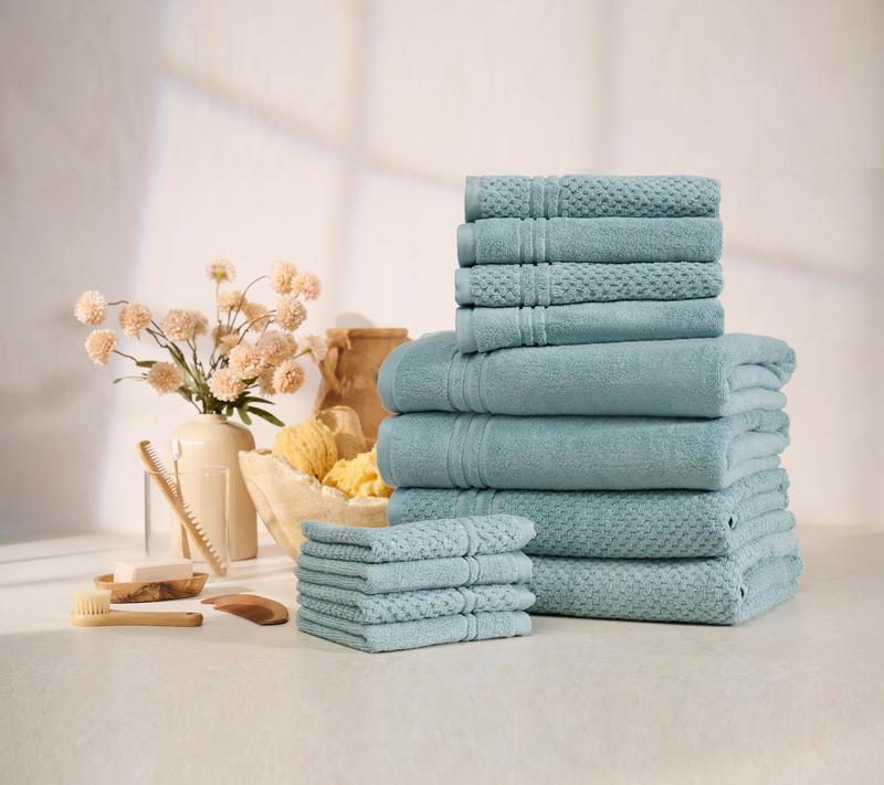 100% Cotton Solid & Texture 12-pc Towel Set